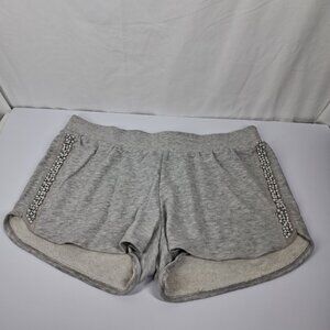 Juicy Couture XL Pearl Rhinestone Athleisure Booty Gray Shorts